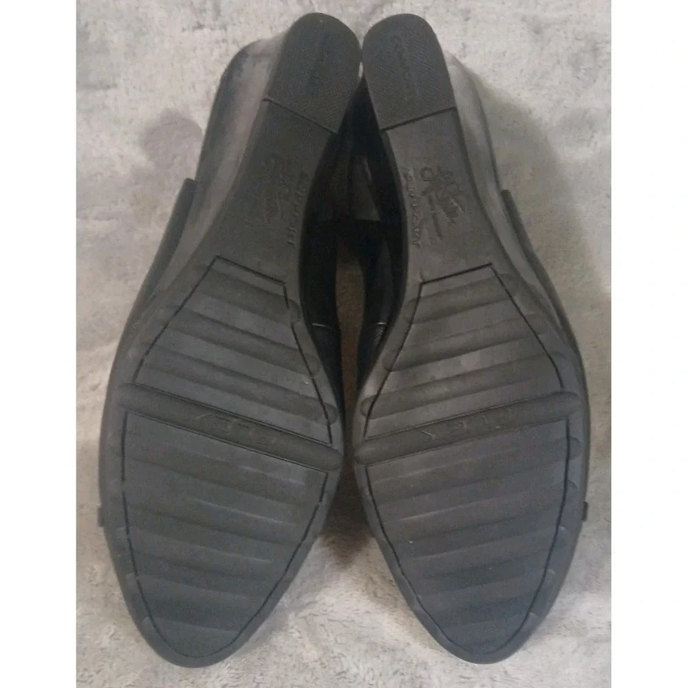 Life Stride Womens Dress Shoes‎ 8 1/2M Jean Black Slingback Wedge Heels